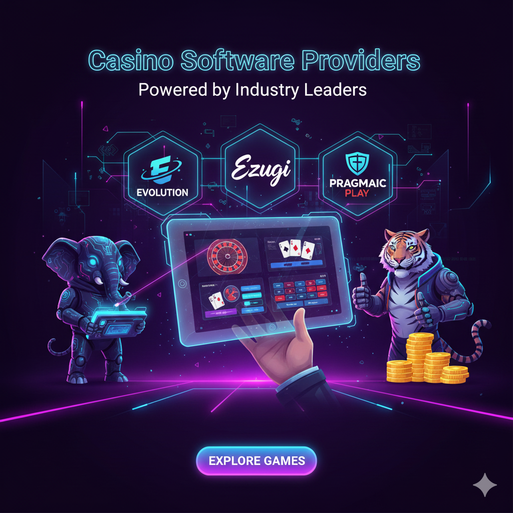 Casino software providers (Evolution, Ezugi, Pragmatic)